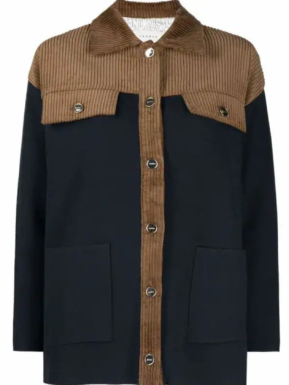 Sandro  corduroy-panel shirt jacket